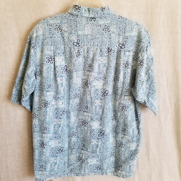 Vintage Columbia Shirt Mens M Button  Up Short Sleeve Hawaiian Blue Tribal Aztec - Picture 4 of 12